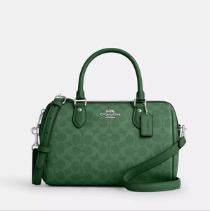 New! Rowan Satchel Bag In Signature Canvas In Silver/Bright Jade